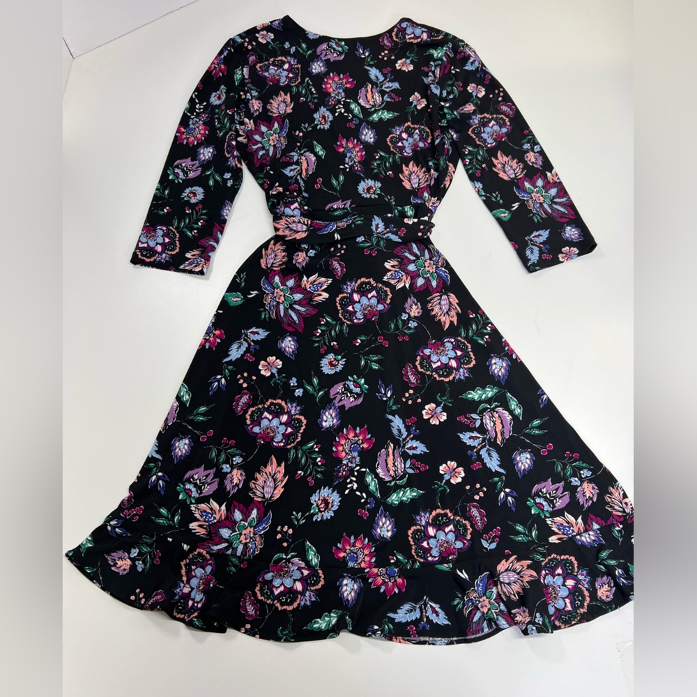 Leota Libby Faux Wrap Knit Dress Size Small New With Tags Dark Floral - Picture 4 of 13